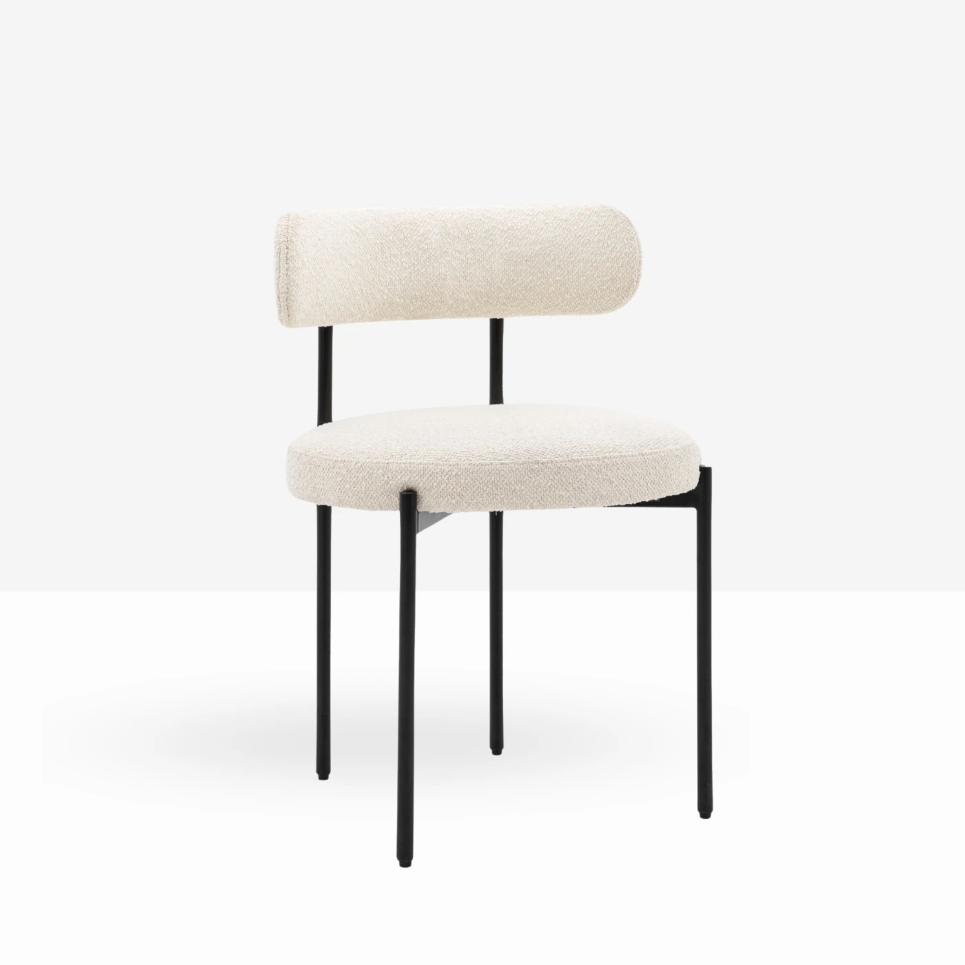 Cream boucle dining chair