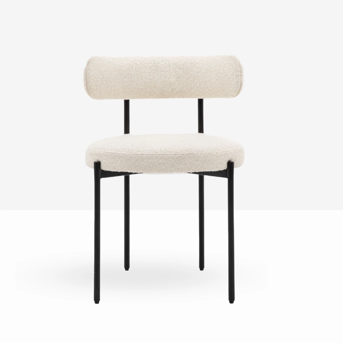 Cream boucle dining chair
