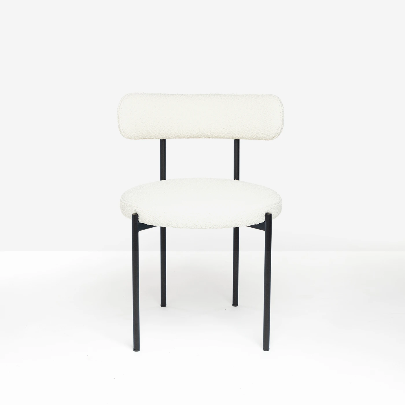 Cream boucle dining chair