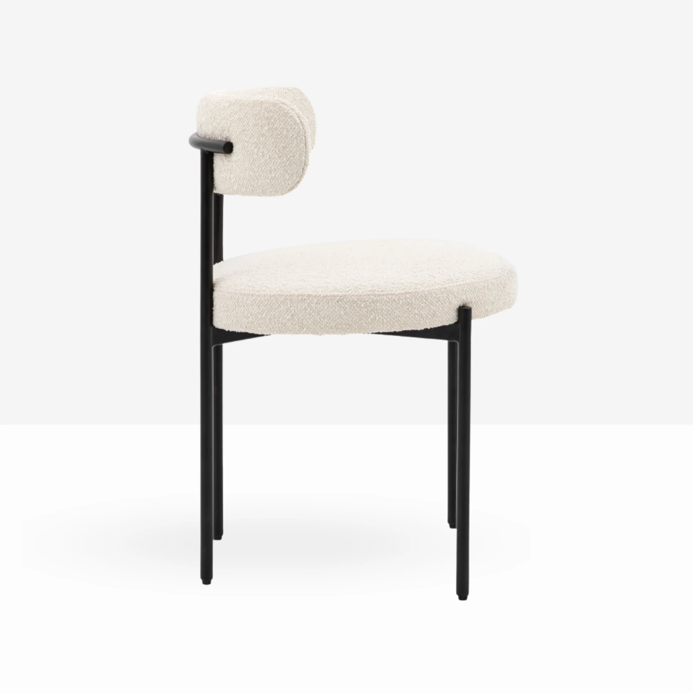 Cream boucle dining chair