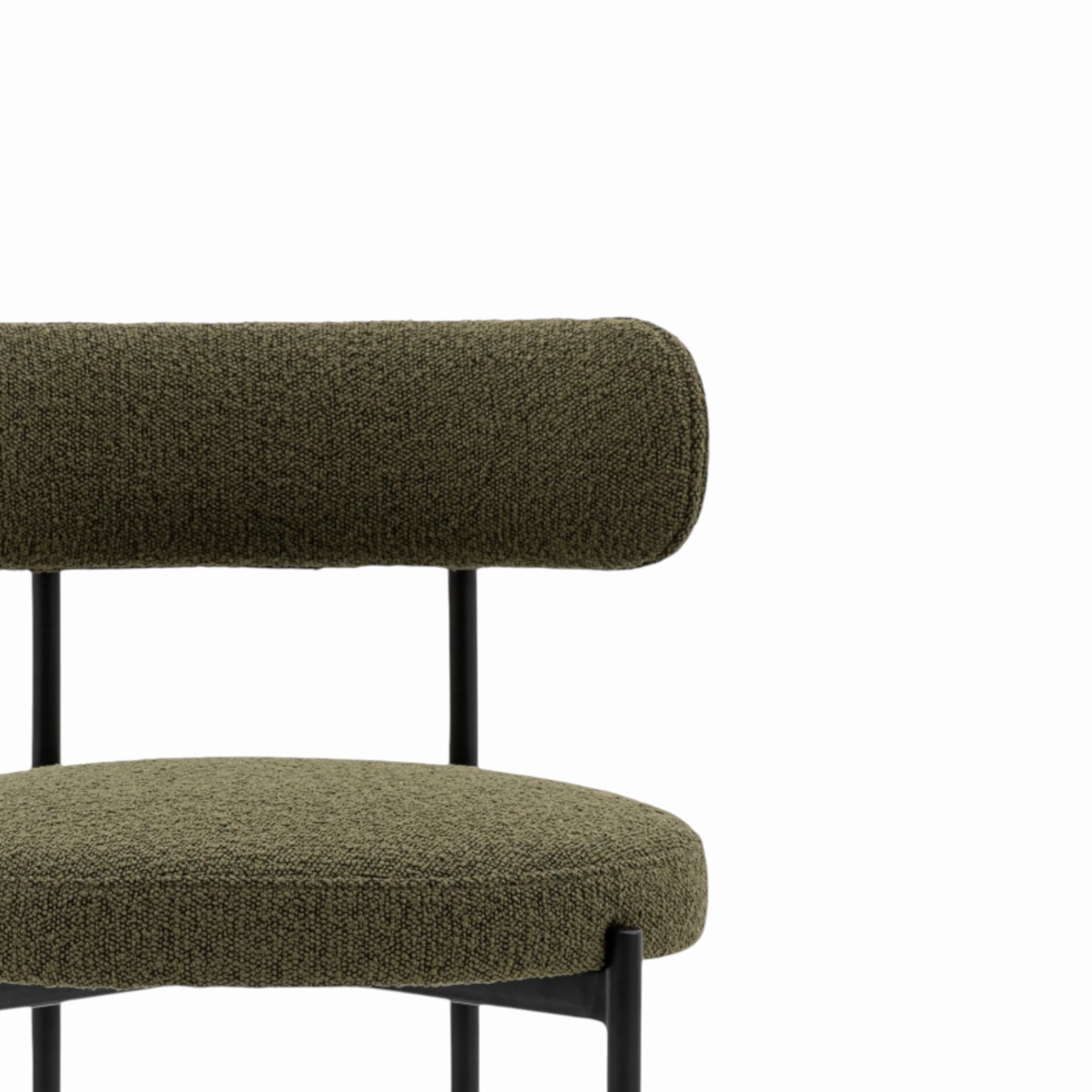 Cream boucle dining chair