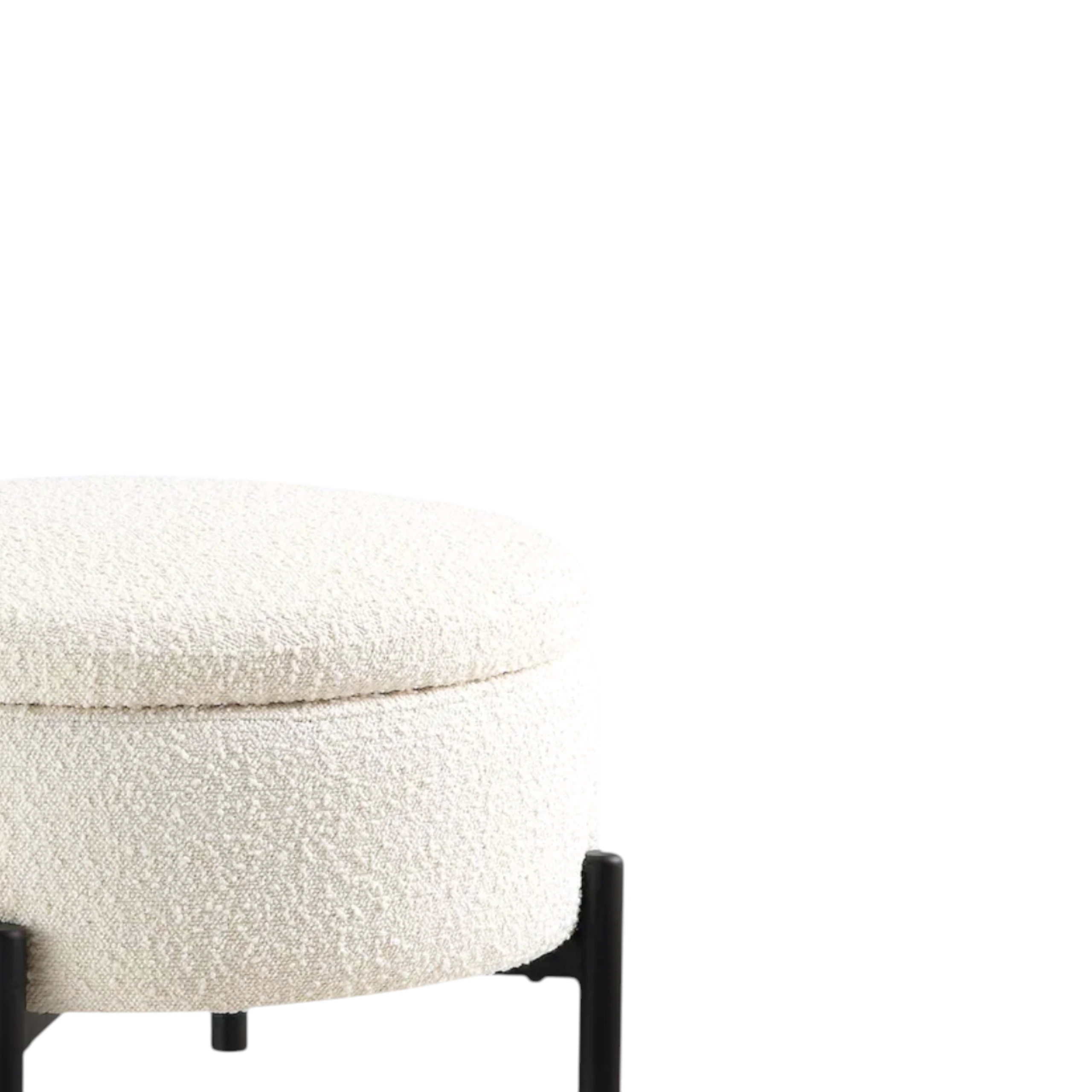 Alania Pouf, Cream Boucle