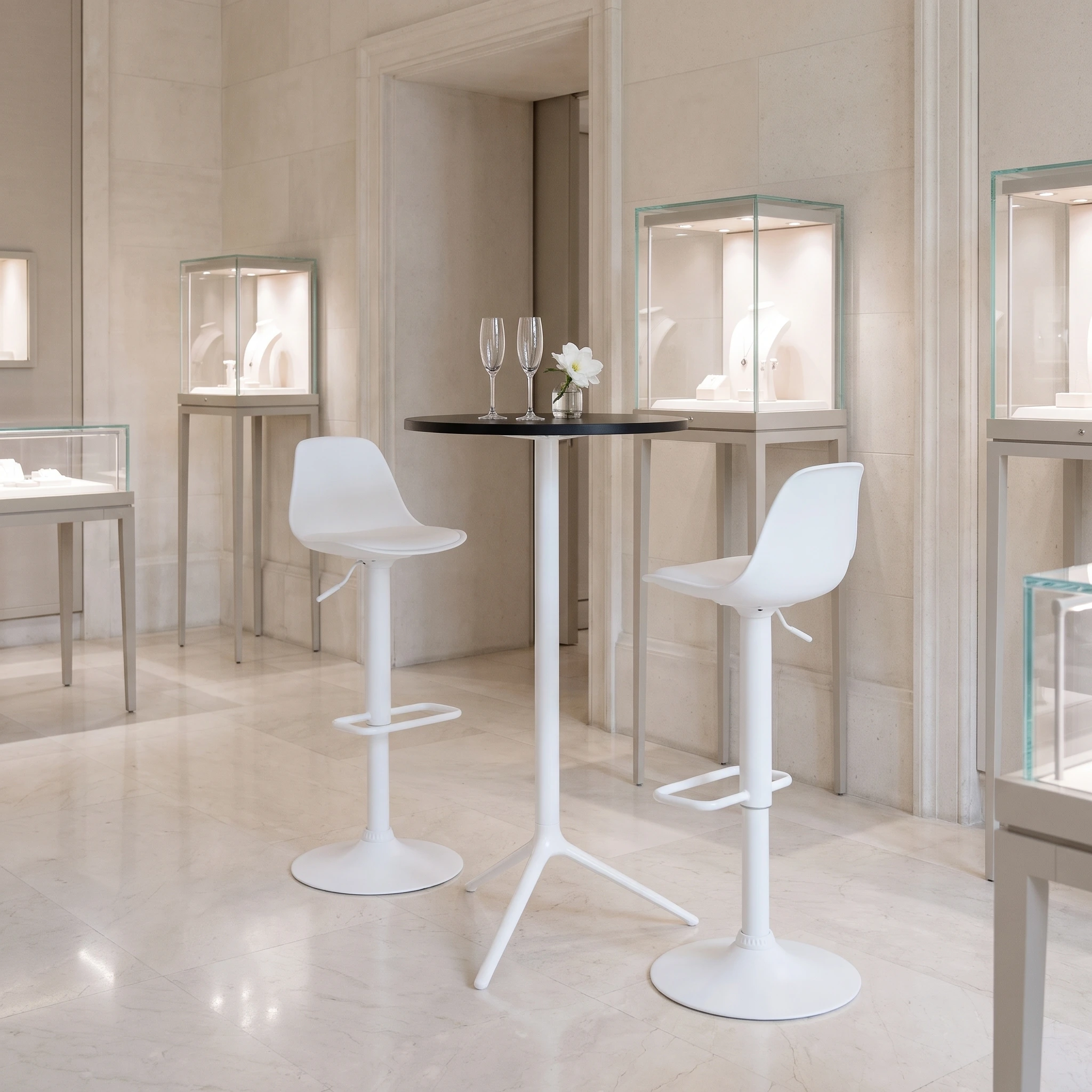Elliot Poseur Table White Black Top