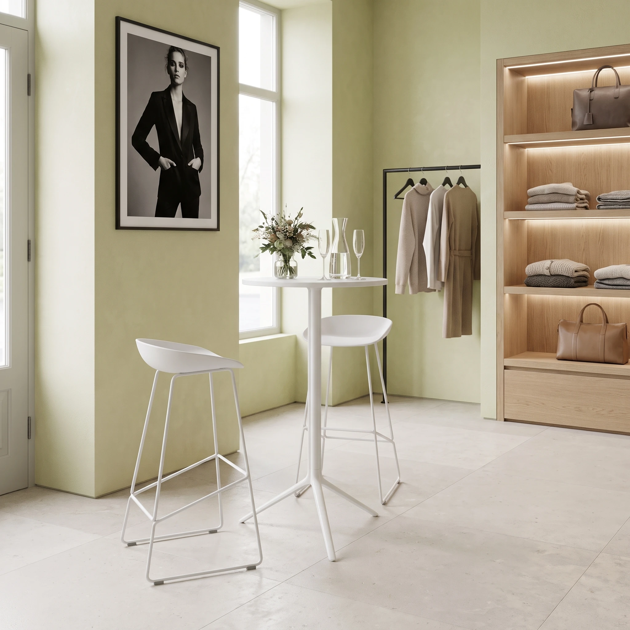 Elliot Poseur Table Round White Top