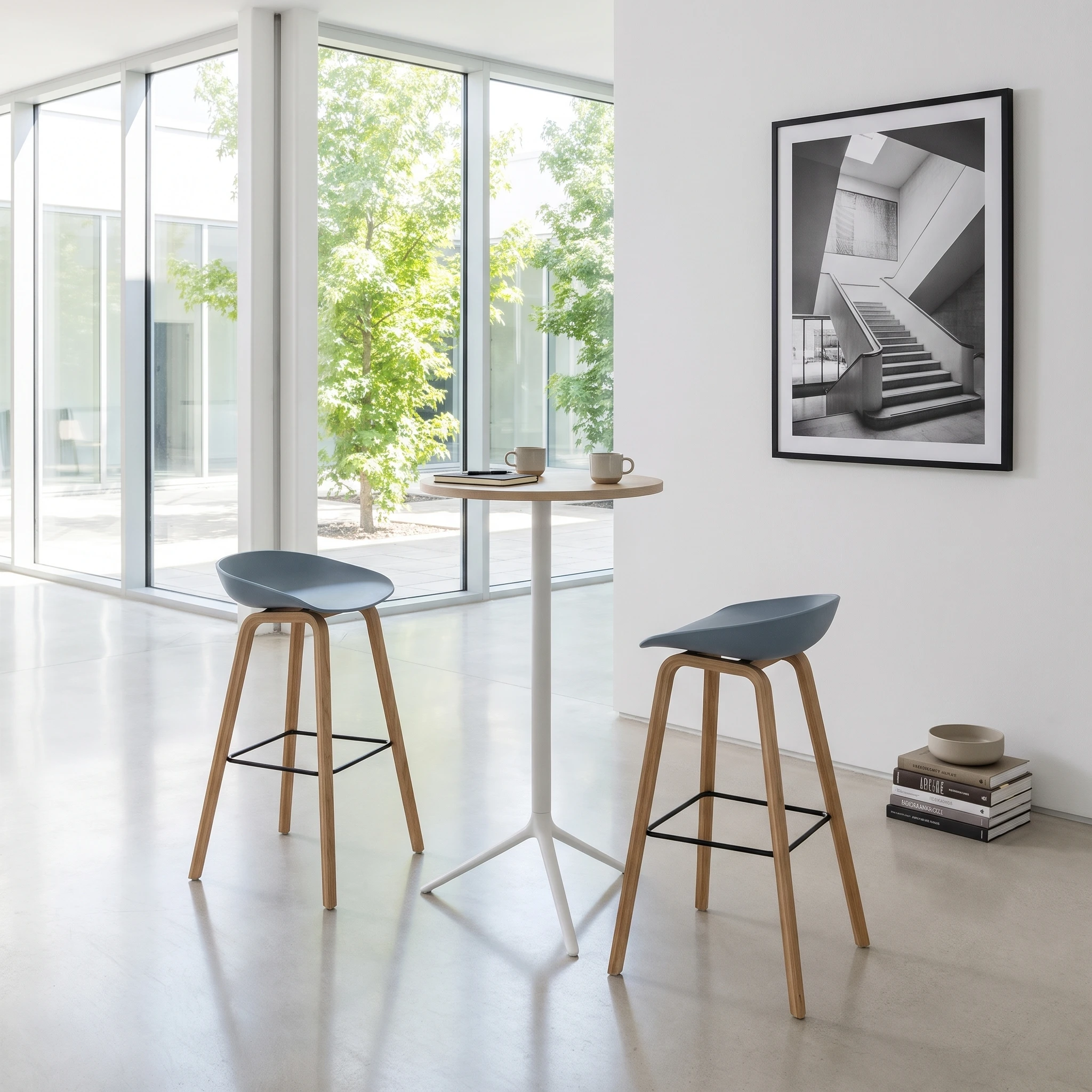 Elliot Poseur Table Ash Top White Base