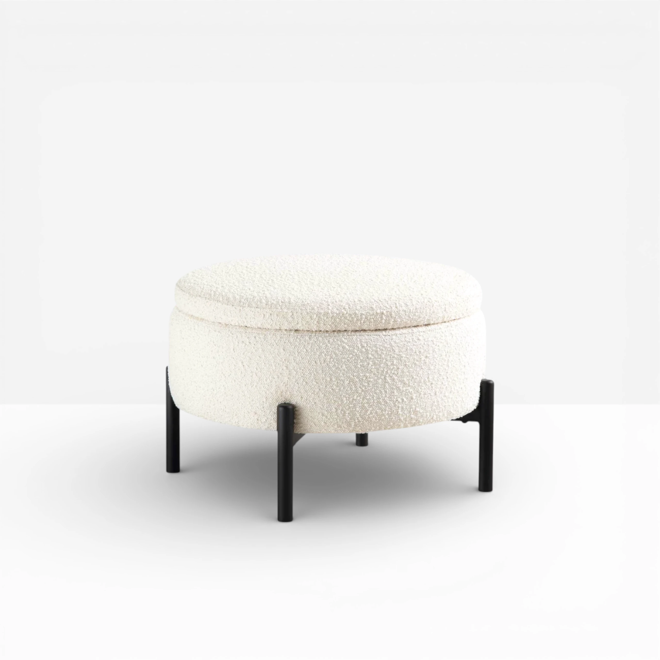 Alania Pouf, Cream Boucle